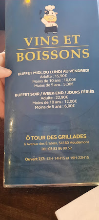 Restaurant Ô Tour des Grillades à Houdemont (la carte)