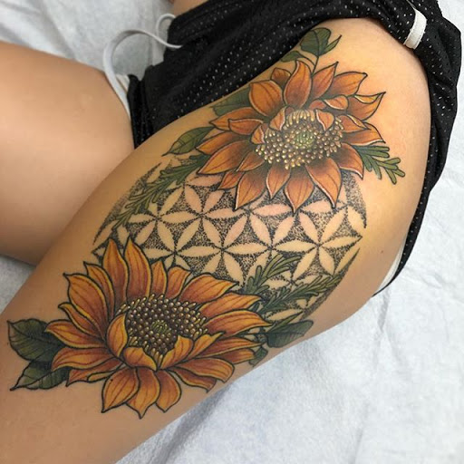 Explore butterfly leg tattoo ideas, creative tattoo ideas in Tarpon Springs, available at Legendary Custom Tattoos and Piercings