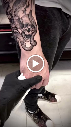 Explore thigh cover up tattoo ideas, creative tattoo ideas in Abington, available at Tattoo Galaxy (Abington) Piercing and Custom Tattoos