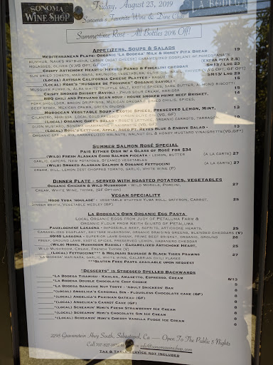 Fine Dining Restaurant «Sonoma Wine Shop / La Bodega Kitchen», reviews and photos, 2295 Gravenstein Hwy S, Sebastopol, CA 95472, USA