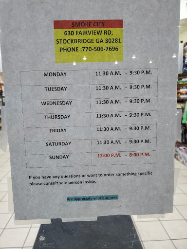 Tobacco Shop «Smoke City», reviews and photos, 630 Fairview Rd, Stockbridge, GA 30281, USA