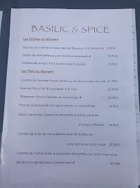 Carte du Restaurant Basilic & Spice à Paris