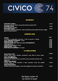 Menu / carte de Pizzeria Civico 74 à San Martino di Lupari