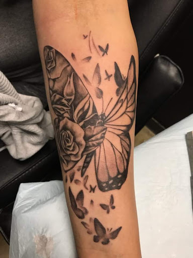 Explore tattoo ideas for elbow, creative tattoo ideas in Navasota, available at Big Mikes Tattoos