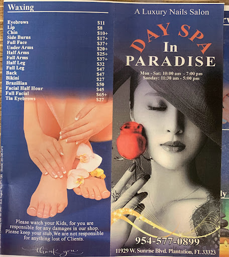 Nail Salon «Day Spa In Paradise», reviews and photos, 11929 W Sunrise Blvd, Plantation, FL 33323, USA