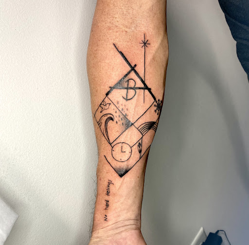 Explore dragon sleeve tattoo ideas, creative tattoo ideas in Wilmington, available at Rogue Tattoo Studio