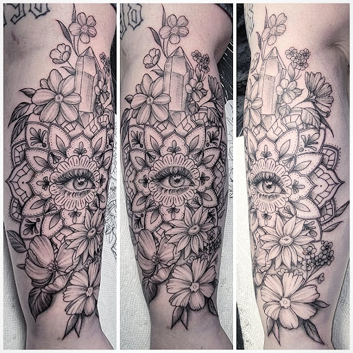 Explore family tattoo sleeve ideas, creative tattoo ideas in Asheboro, available at Wonderland Tattoo