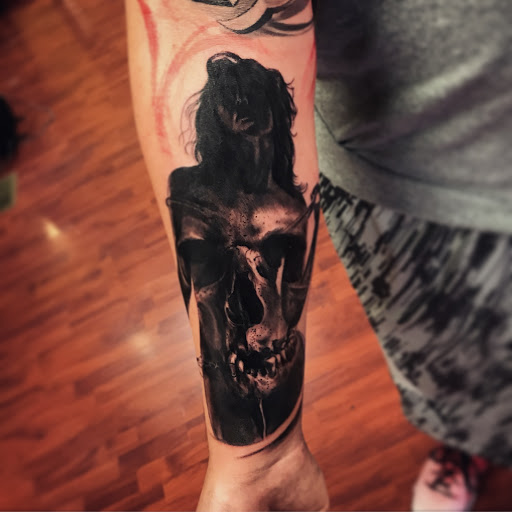 Explore hamsa hand tattoo ideas, creative tattoo ideas in Chicago, available at Black Atlas Studios