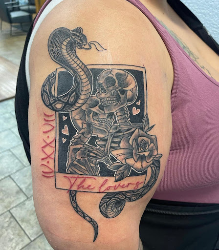 Explore side thigh tattoo ideas, creative tattoo ideas in Fort Wayne, available at Grade A Tattoos and Body Piercing