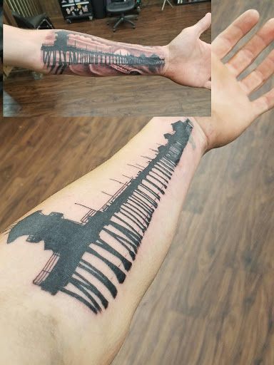 Explore boyfriend name tattoo ideas, creative tattoo ideas in Orange, available at Leftys Tattoo