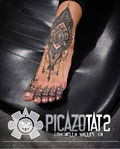 Explore black tattoo ideas, creative tattoo ideas in Palm Desert, available at Picazo Tattoo Studio