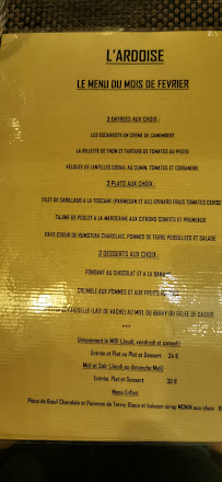 Restaurant L'Ardoise à Graçay (la carte)