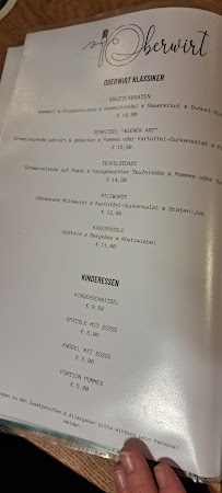 Oberwirt Perach à Perach menu