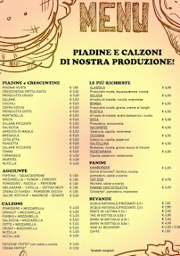 Menu du Chiosco Piadine Parco Scania Les Barriques à Castel San Pietro Terme