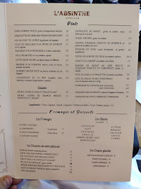L'Absinthe Restaurant à Honfleur menu