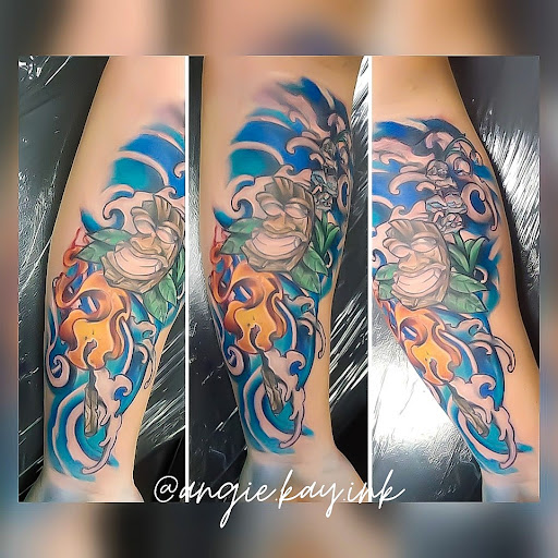 Explore snoopy tattoo ideas, creative tattoo ideas in Casper, available at Luna & Lotus Amethyst Ink Angie Kay