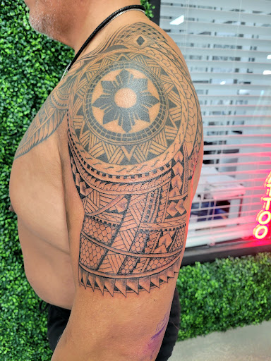 Explore chest arm tattoo ideas, creative tattoo ideas in Lake Mary, available at Balinese Tattoo USA