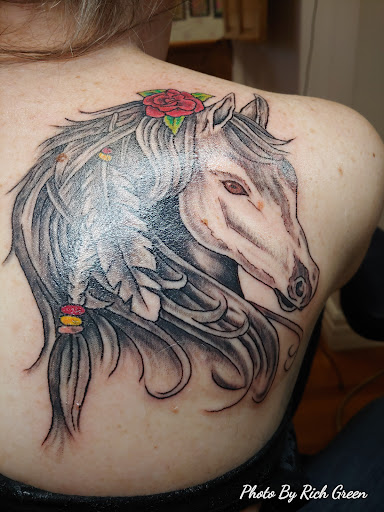 Explore knee tattoo ideas, creative tattoo ideas in East Brookfield, available at Port of Worcester Tattoo, E. Brookfield