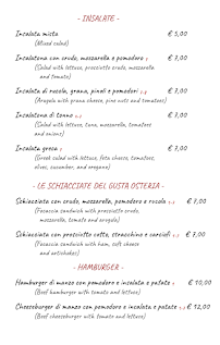 Gustaosteria à Florence menu