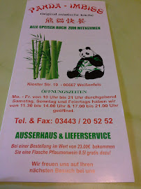 Menu / carte de Panda-Imbiss à Weißenfels