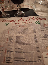 Les Platanes à Quillan menu