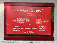 Menu / carte de Le Relais du Sapet - Restaurant - Bistronomique - Brasserie - La Bâtie Neuve - Hautes Alpes - 05 à La Bâtie-Neuve