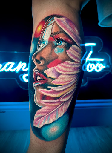 Explore cheating death tattoo ideas, creative tattoo ideas in Tampa, available at Emphasis Tattoo