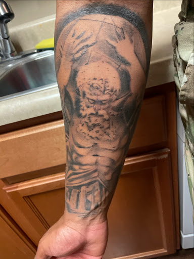 Explore viking head tattoo ideas, creative tattoo ideas in Junction City, available at Junction City Tattoo