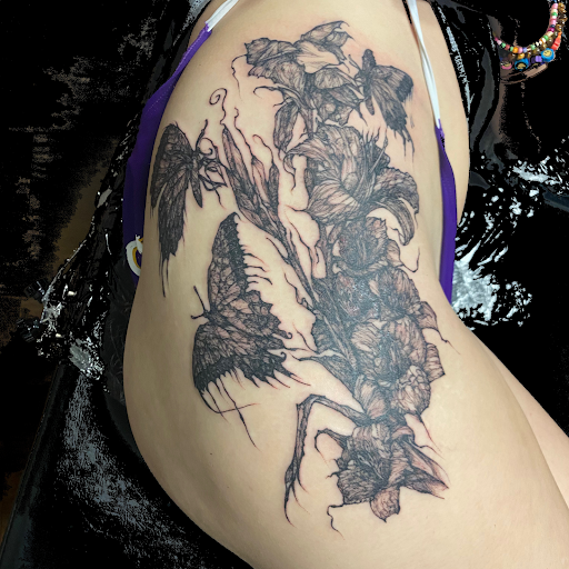 Explore baki tattoo ideas, creative tattoo ideas in Greenville, available at Deep Liquid Ink
