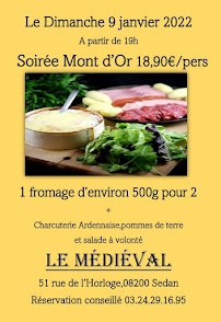 Restaurant LE MEDIEVAL à Sedan - menu / carte