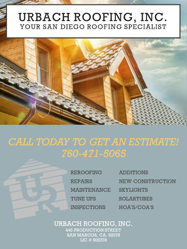 Roofing Contractor «Urbach Roofing Inc», reviews and photos, 445 Production St, San Marcos, CA 92078, USA