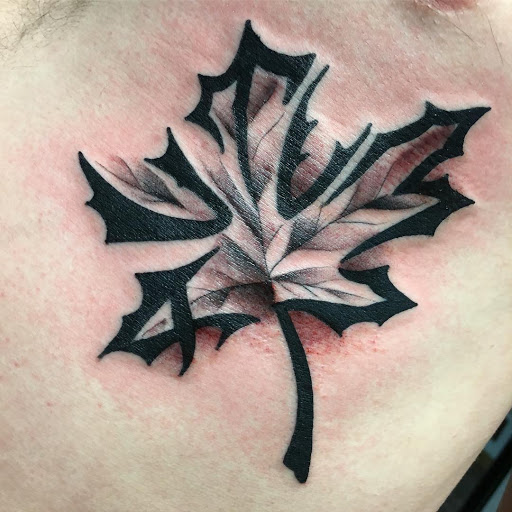 Explore chest arm tattoo ideas, creative tattoo ideas in Delmar, available at Resolute Tattoo