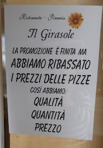 Pizzeria Pizzeria '' Il Girasole'' Di Ivaldi L. à Girasole - menu / carte