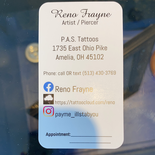 Tattoo Shop «PAS Tattoos», reviews and photos, 1735 E Ohio Pike, Amelia, OH 45102, USA