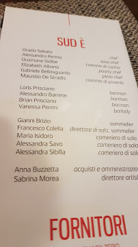 Menu / carte de SUD food & music à Taranto