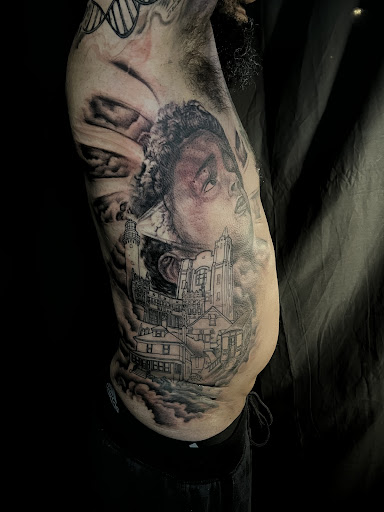 Explore skydiving tattoo ideas, creative tattoo ideas in Chicago, available at Twisted Tattoo Studio