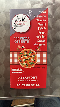 Menu / carte de Asta Pizza Astaffort à Astaffort