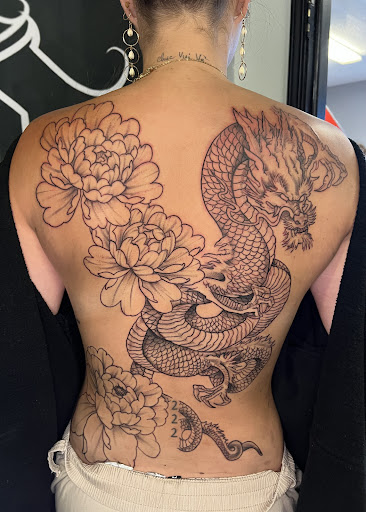 Explore mushu tattoo ideas, creative tattoo ideas in Vancouver, available at New Ink Tattoo