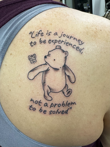 Explore black and white tattoo ideas for men, creative tattoo ideas in Vincennes, available at Silver Owl Tattoo