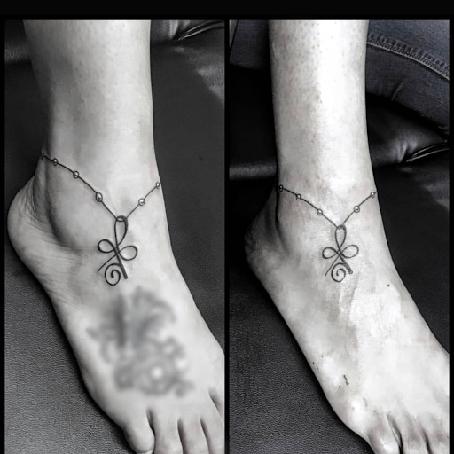 Explore compass tattoo cover up ideas, creative tattoo ideas in Douglasville, available at Long Island Ink Tattoo & Piercing