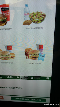 Menu / carte de McDonald's à Le Pontet