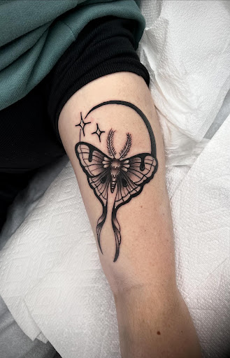 Explore skull tattoo sleeve ideas, creative tattoo ideas in Strasburg, available at Black Orchid Tattoo