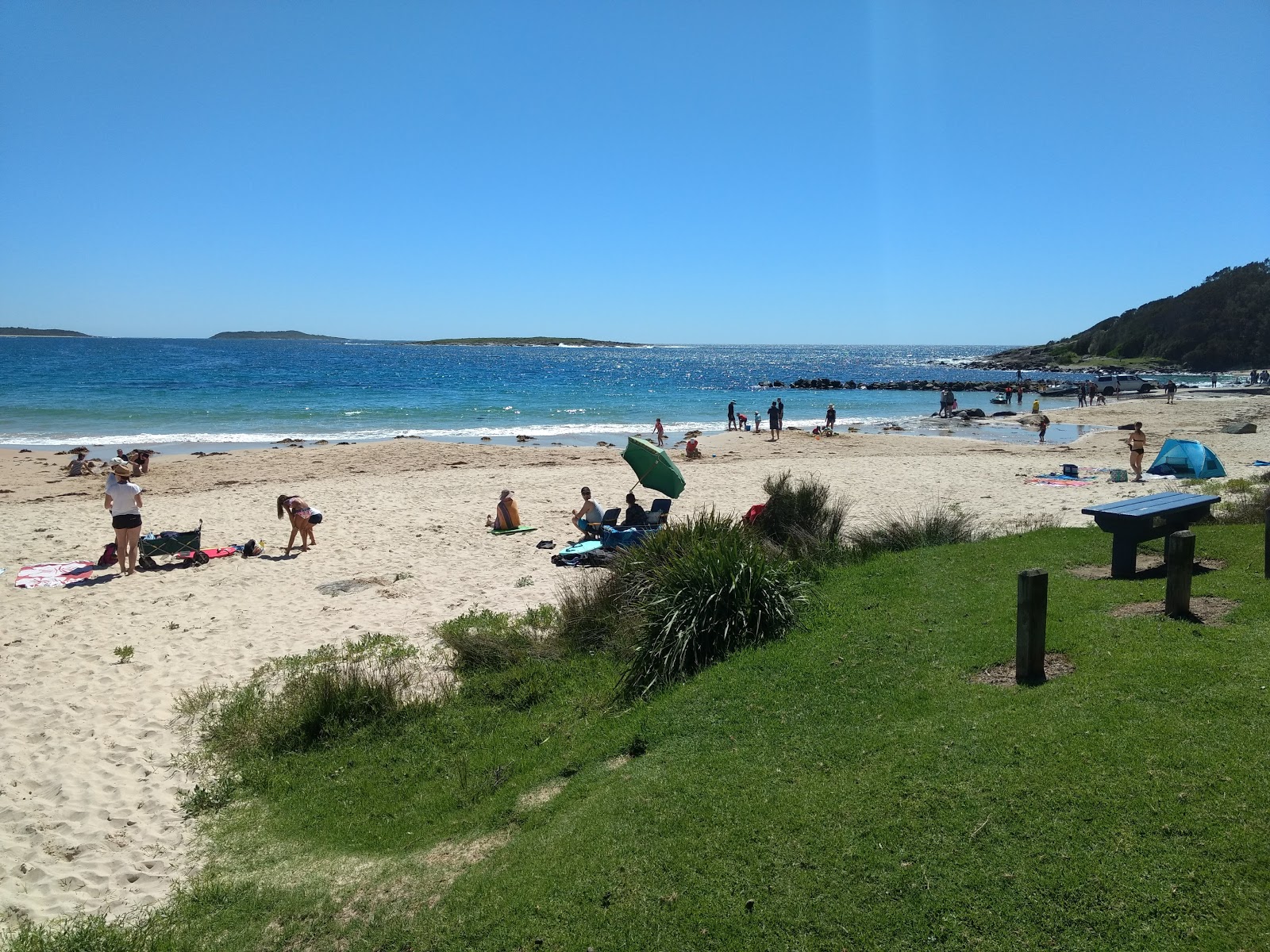 Kioloa Beach的照片 带有碧绿色纯水表面