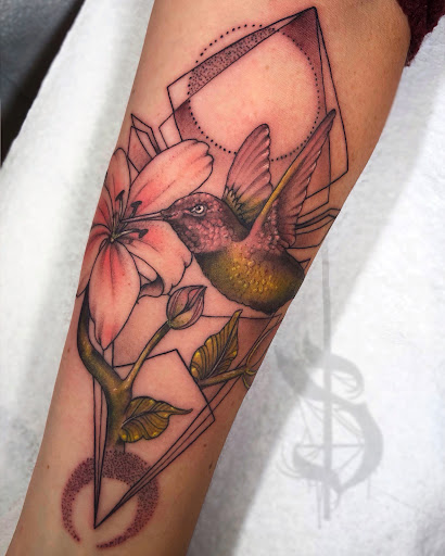 Explore rhino tattoo ideas, creative tattoo ideas in Lopez Island, available at Soot and Bone Body Art Studio