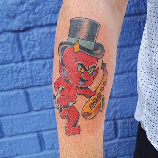 Explore lower arm tattoo ideas, creative tattoo ideas in Metairie, available at Galactic Tattoo Studio