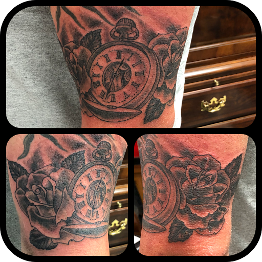 Explore inner bicep tattoo ideas for guys, creative tattoo ideas in Black River Falls, available at Black River Tattoo