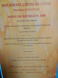 L'Estegi à Bayonne menu