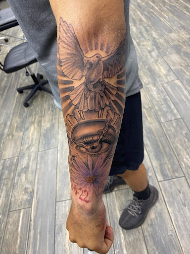 Explore deceased dog tattoo ideas, creative tattoo ideas in El Paso, available at American Tattoo Society of Ft Bliss