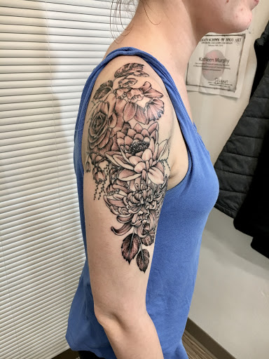 Explore australian shepherd tattoo ideas, creative tattoo ideas in Portland, available at Obsidian Tattoo