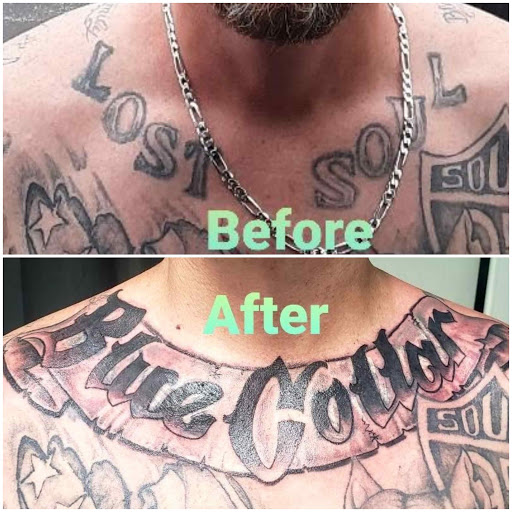 Explore mens back tattoo idea, creative tattoo ideas in Homosassa, available at Citrus Tattoos